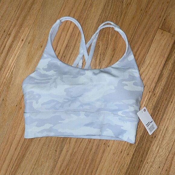 LULULEMON Energy Bra Longline ribbed Incog Camo Jacquard Alpine White Star6 NWT - Picture 1 of 5